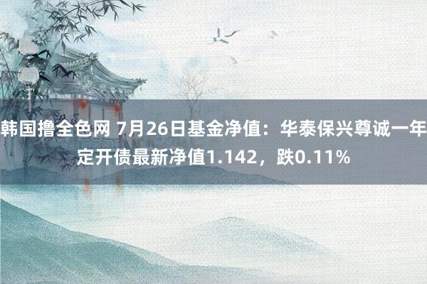 韩国撸全色网 7月26日基金净值：华泰保兴尊诚一年定开债最新净值1.142，跌0.11%