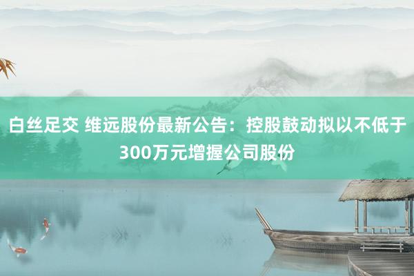 白丝足交 维远股份最新公告：控股鼓动拟以不低于300万元增握公司股份