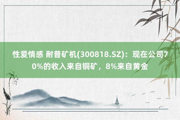 性爱情感 耐普矿机(300818.SZ)：现在公司70%的收入来自铜矿，8%来自黄金