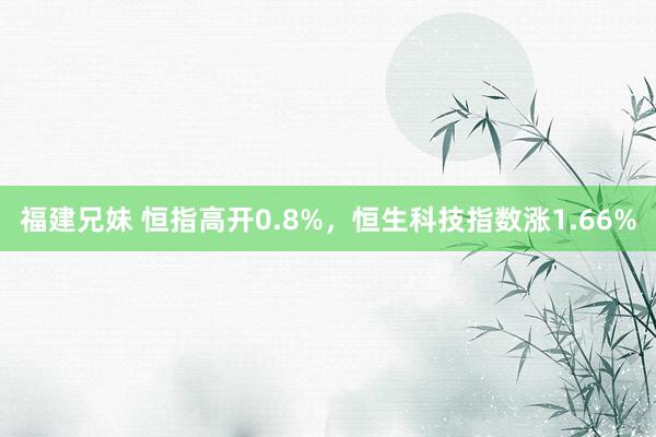 福建兄妹 恒指高开0.8%，恒生科技指数涨1.66%