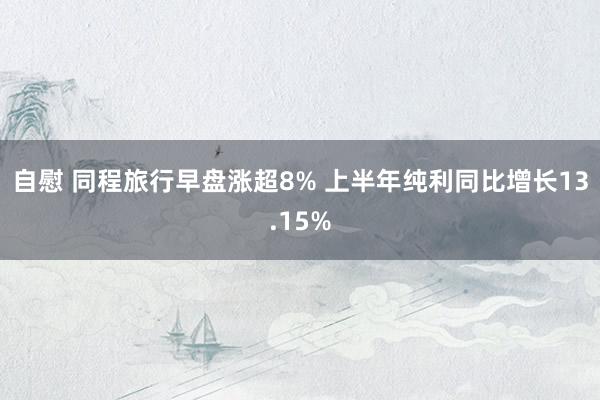 自慰 同程旅行早盘涨超8% 上半年纯利同比增长13.15%