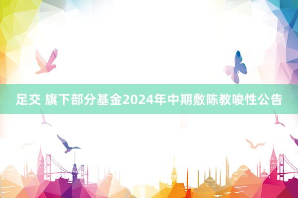 足交 旗下部分基金2024年中期敷陈教唆性公告