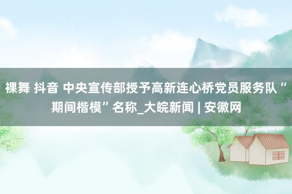 裸舞 抖音 中央宣传部授予高新连心桥党员服务队“期间楷模”名称_大皖新闻 | 安徽网