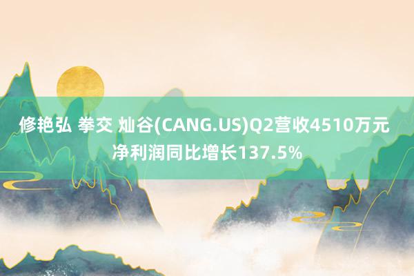 修艳弘 拳交 灿谷(CANG.US)Q2营收4510万元 净利润同比增长137.5%